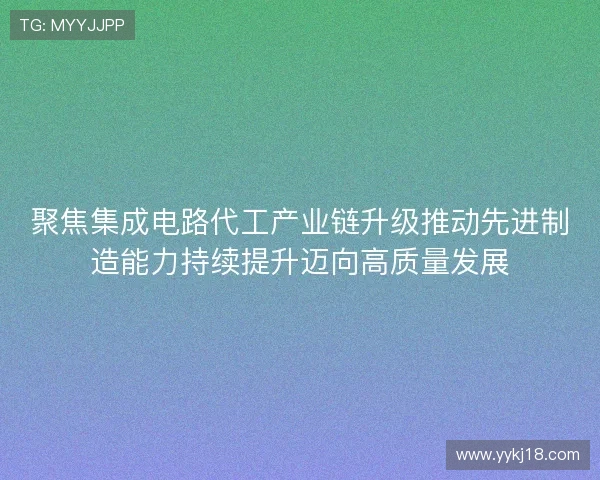 聚焦集成电路代工产业链升级推动先进制造能力持续提升迈向高质量发展